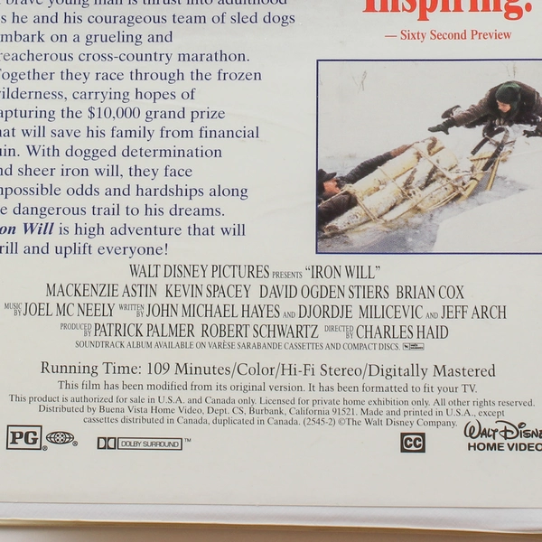 Iron Will VHS Disney Adventure Movie Kevin Spacey Mackenzie Astin - Pre-Owned