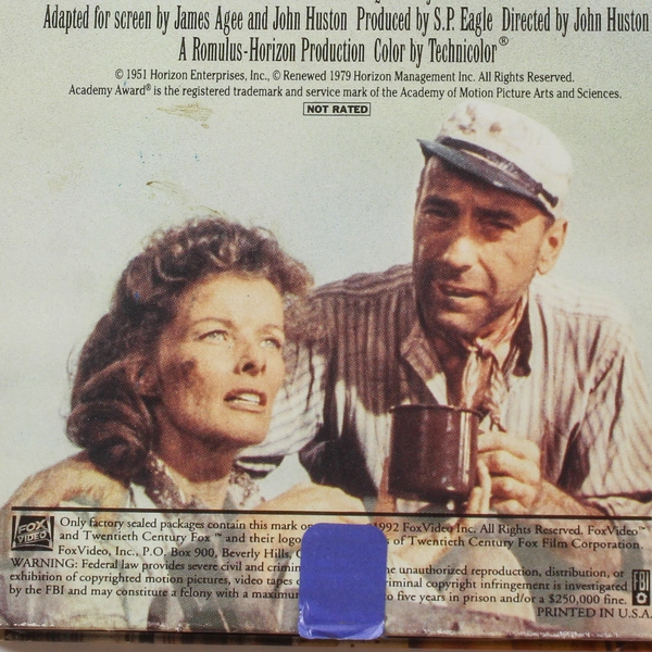 The African Queen VHS Katharine Hepburn Humphrey Bogart Classic 1992
