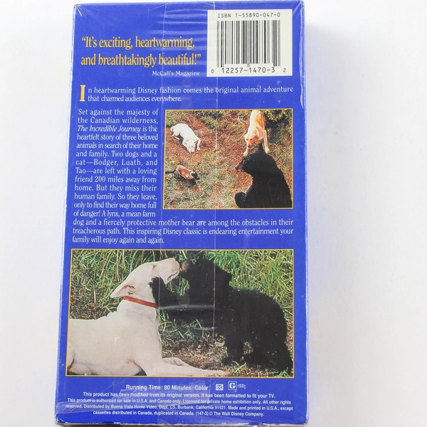 The Incredible Journey VHS Disney Classic G Rated Pre-Owned Untested As Is