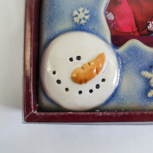 Joann Snowmen Ceramic Frame for 3x3 Photo - Winter Holiday Decor NWT