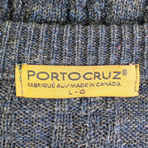 Portocruz Men's Large Navy Blue & Burgundy Knit Pullover Sweater