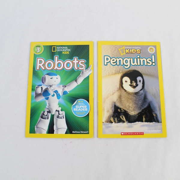 Lot of 2 National Geographic Readers Level 2 Penguins & Robots Books