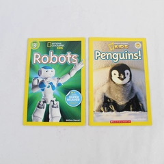 Lot of 2 National Geographic Readers Level 2 Penguins & Robots Books
