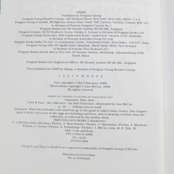 Cork & Fuzz: The Collectors by Dori Chaconas - Level 3 Children's Book