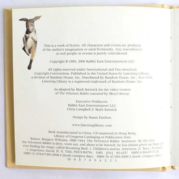 The Velveteen Rabbit Margery Williams Listening Library Missing The CD Hardcover