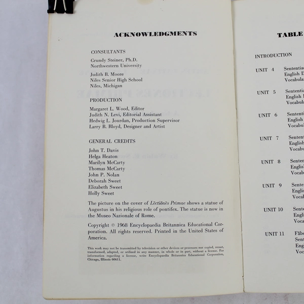 A Graded Reader: Lectiones Primae Artes Latinae Level One PB 1968 Pre-owned