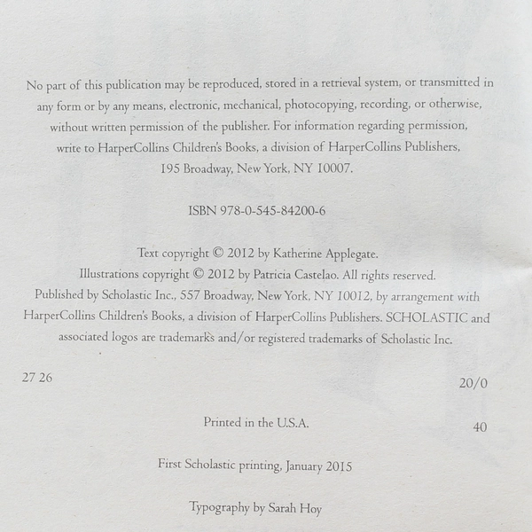 The One and Only Ivan by Katherine Applegate 2012 Paperback - Good Condition