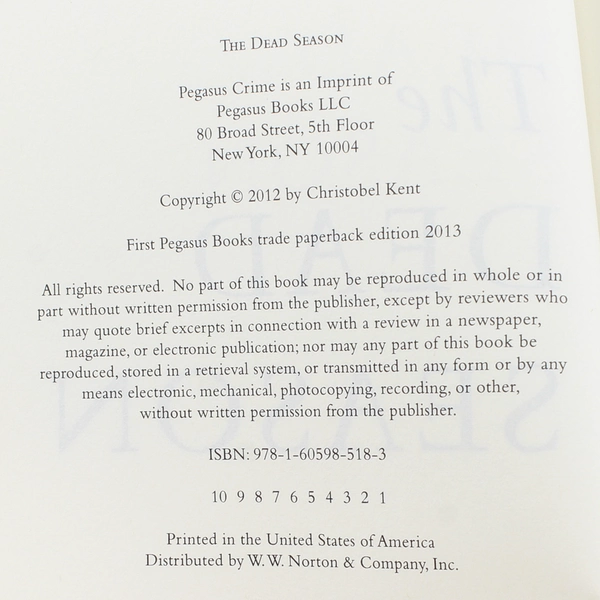 The Dead Season by Christobel Kent 2012 Paperback Mystery in Florence