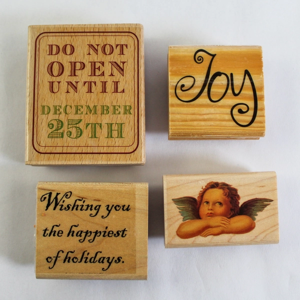 Lot of 6 Christmas Rubber Stamps Season's Greetings & Joy - Inkadinkado