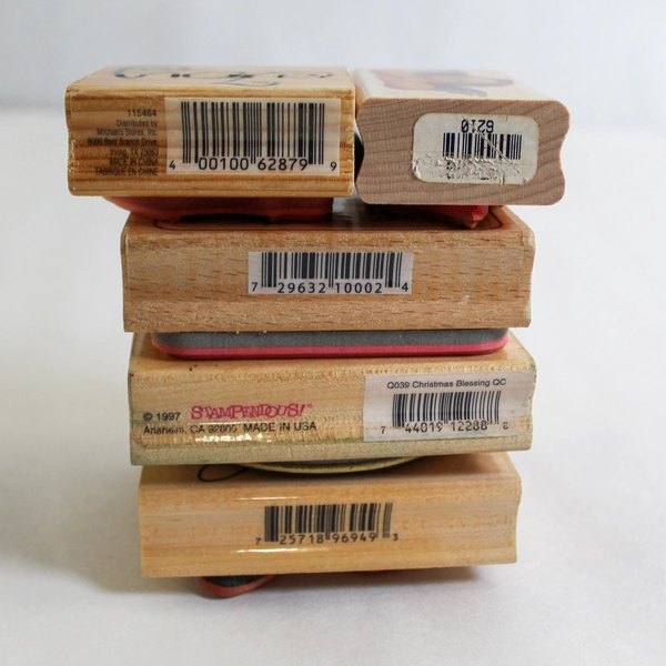 Lot of 6 Christmas Rubber Stamps Season's Greetings & Joy - Inkadinkado