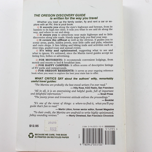 Oregon Discovery Guide by Don & Betty Martin Paperback Book Pinecone Press
