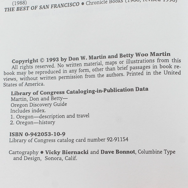 Oregon Discovery Guide by Don & Betty Martin Paperback Book Pinecone Press