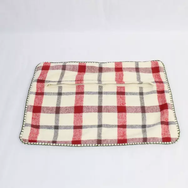 Creative Co-op Red Cream Plaid Pillow Sham Cover 18x12 Zip Closure