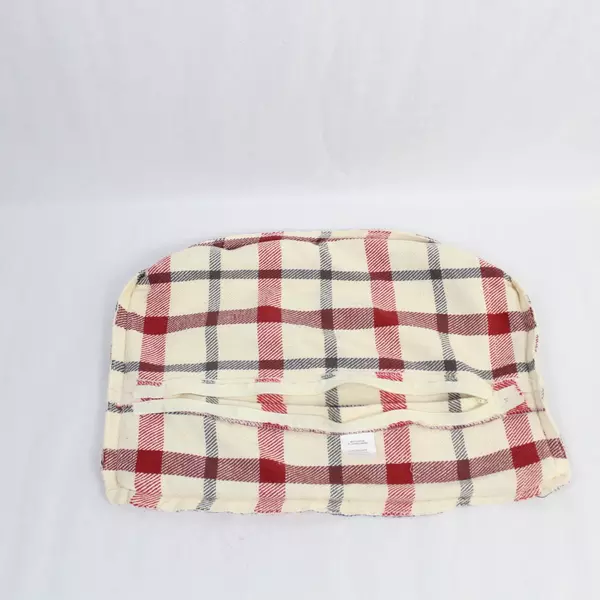 Creative Co-op Red Cream Plaid Pillow Sham Cover 18x12 Zip Closure