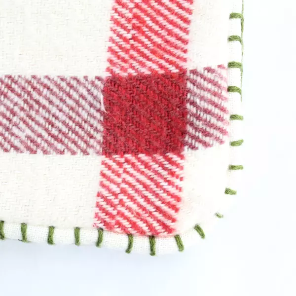 Creative Co-op Red Cream Plaid Pillow Sham Cover 18x12 Zip Closure