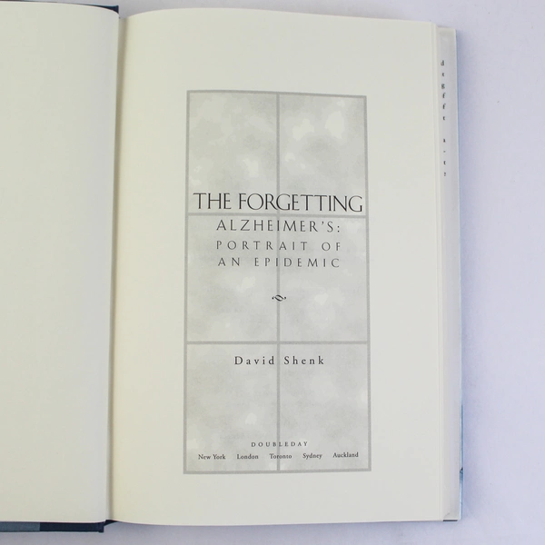 The Forgetting Alzheimer's Portrait by David Shenk Hardcover Book 2001