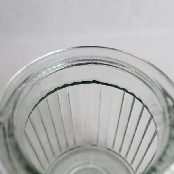 Clear Glass Ribbed Jar with Metal Handle 7" Canister for Home Decor