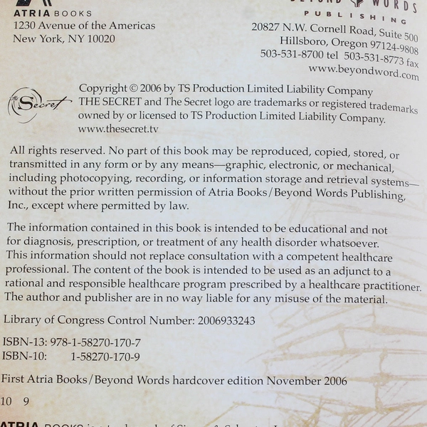 The Secret by Rhonda Byrne 2006 Hardcover Book Good Condition