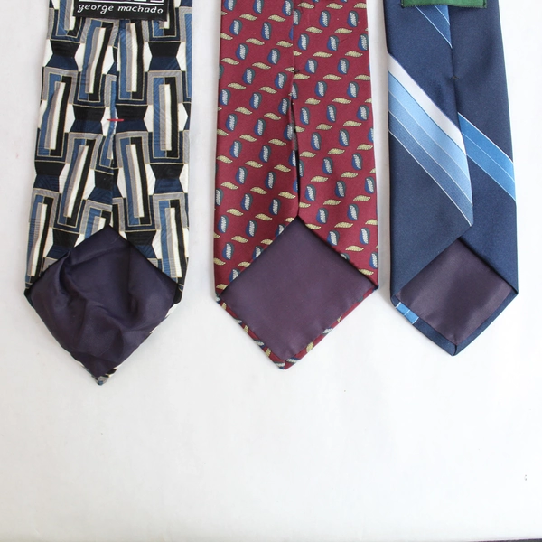 Lot of 3 Pre-Owned Ties for Crafts DIY Fabric Use - Unique Patterns