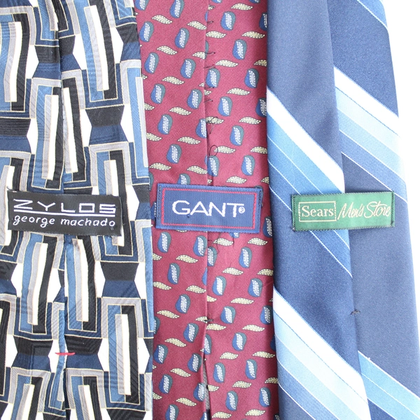 Lot of 3 Pre-Owned Ties for Crafts DIY Fabric Use - Unique Patterns