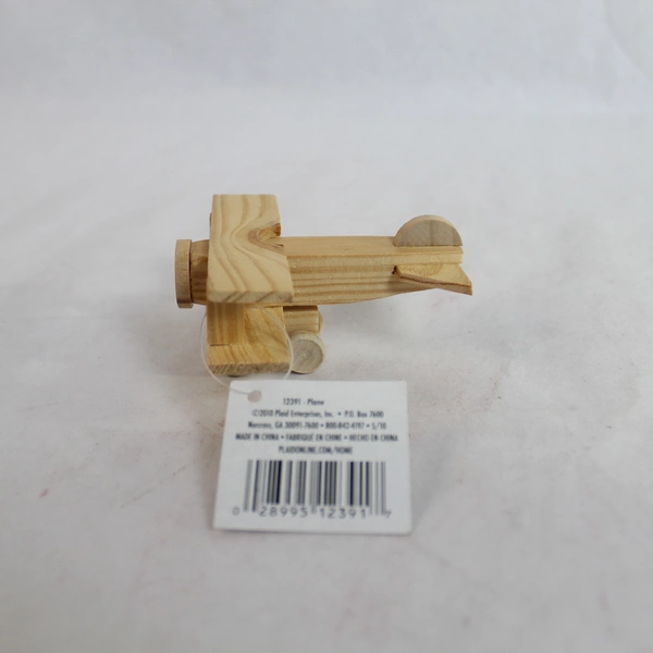 Lot of 4 Unstained Wooden Crafts: Tissue Holder, Car, Plane, Birdhouse