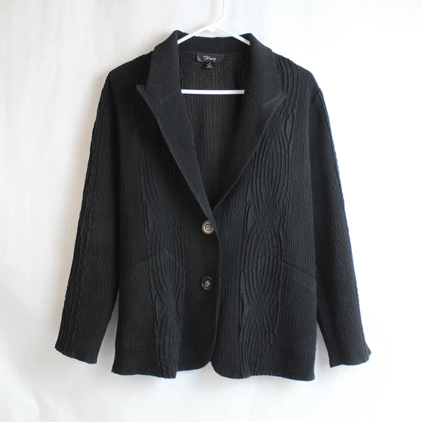 Flair Black Cardigan Sweater Women's Size S 2 Button Closure Pre-owned
