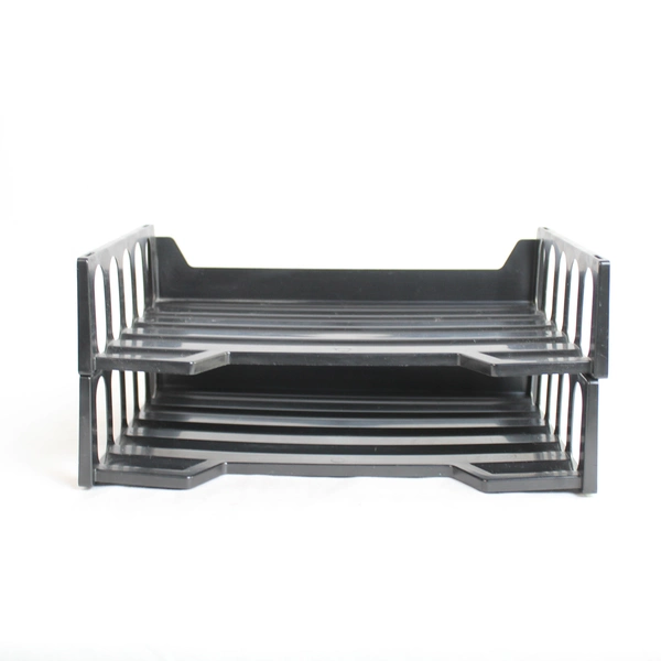 Lot of 2 Plastic Keene Stackable Tier Desk Trays Letter Sorter Office Supplies