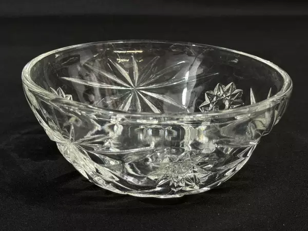 Vintage Anchor Hocking Prescut Clear Glass Bowl 5" Hobstar Pattern