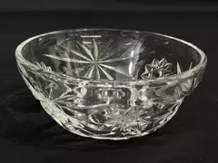Vintage Anchor Hocking Prescut Clear Glass Bowl 5" Hobstar Pattern