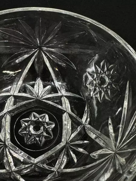 Vintage Anchor Hocking Prescut Clear Glass Bowl 5" Hobstar Pattern