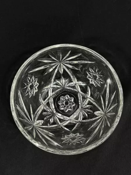 Vintage Anchor Hocking Prescut Clear Glass Bowl 5" Hobstar Pattern