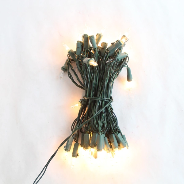 Lot of 2 Strands of Clear Mini Christmas Lights Green String Holiday Home Decor