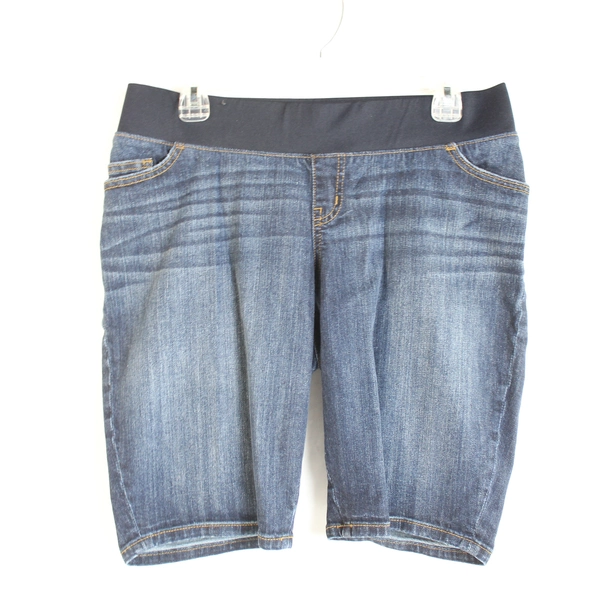 Time and Tru Maternity Jean Shorts Size M Dark Wash Stretch Denim Good Condition
