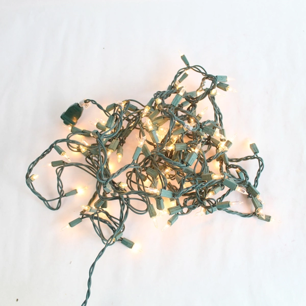 Clear Mini Christmas Lights Green String 249" - Tested & Working Holiday Decor