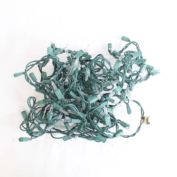 Clear Mini Christmas Lights Green String 249" - Tested & Working Holiday Decor