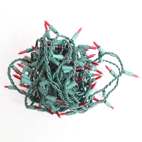 Red Mini Christmas Lights on Green String - 244" Holiday Decor, Tested