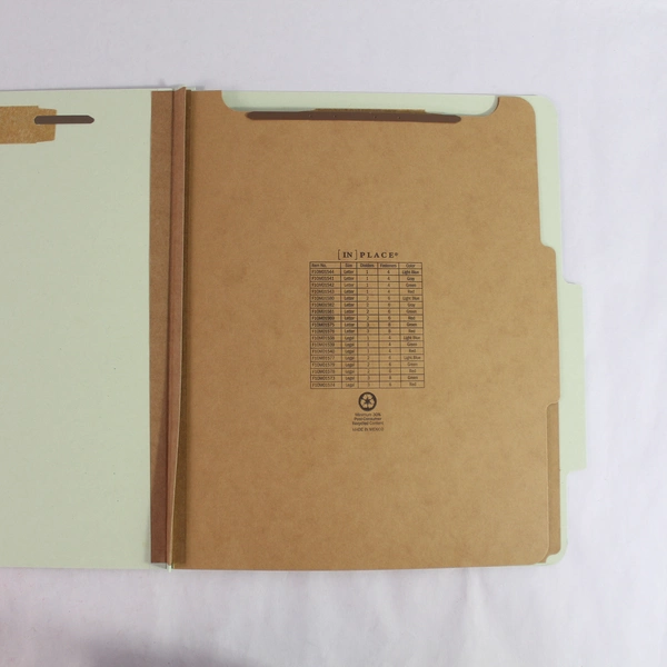 Lot of 7 Green 2-Divider Classification Folders Office School Supplies