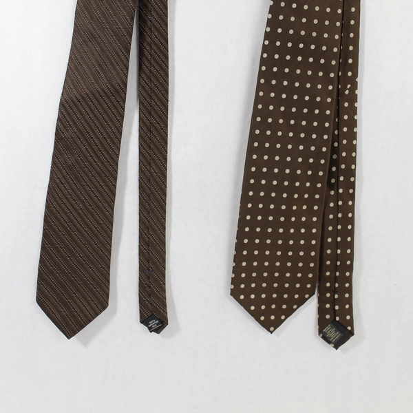 Lot of 2 Men's Silk Ties - Banana Republic & Format Brown Dots/Stripes