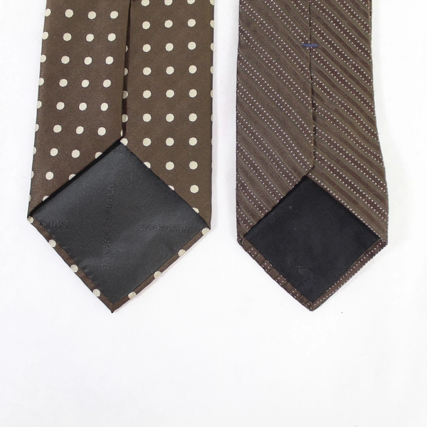 Lot of 2 Men's Silk Ties - Banana Republic & Format Brown Dots/Stripes