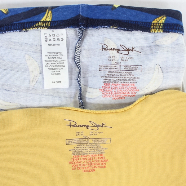Panama Jack 2T Infant Pajama Set Yellow Top Navy Pants My Family is Bananas