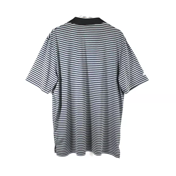 Adidas Men's XL Polo Shirt Gray Black White Stripes Short Sleeve Activewear