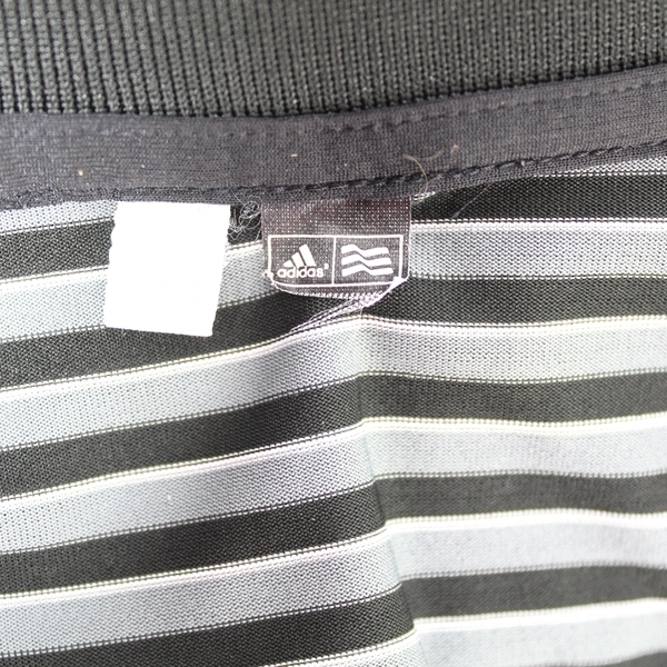Adidas Men's XL Polo Shirt Gray Black White Stripes Short Sleeve Activewear