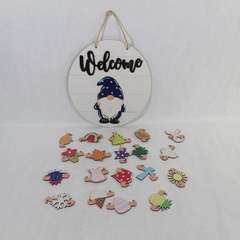 Welcome Gnome Wall Hanging Plaque with Seasonal Accessories Decor
