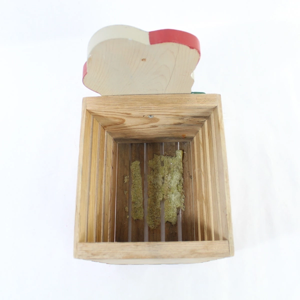 Wooden Christmas Basket Box with Mouse - Holiday Decor, Pre-Owned