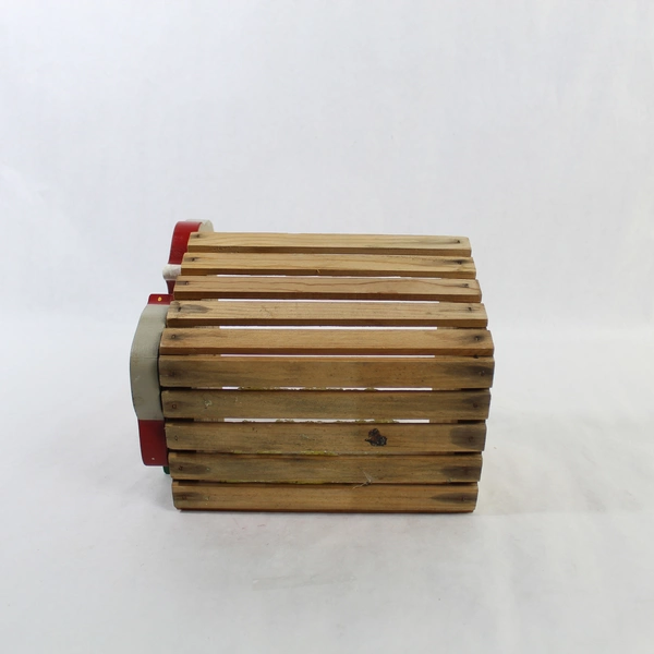 Wooden Christmas Basket Box with Mouse - Holiday Decor, Pre-Owned