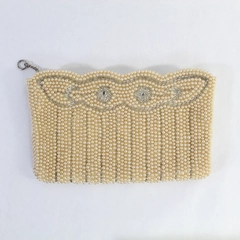 Vintage Sharonee Beaded Clutch Bag Faux Pearls Rhinestones Japan Pre-Owned