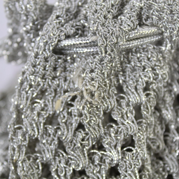 Silver Toned Twisted Wire Purse with Drawstring Closure for Prom/Wedding