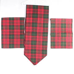 Christmas Table Runner & 2 Placemats Red Green Plaid Holiday Set - Pre-owned