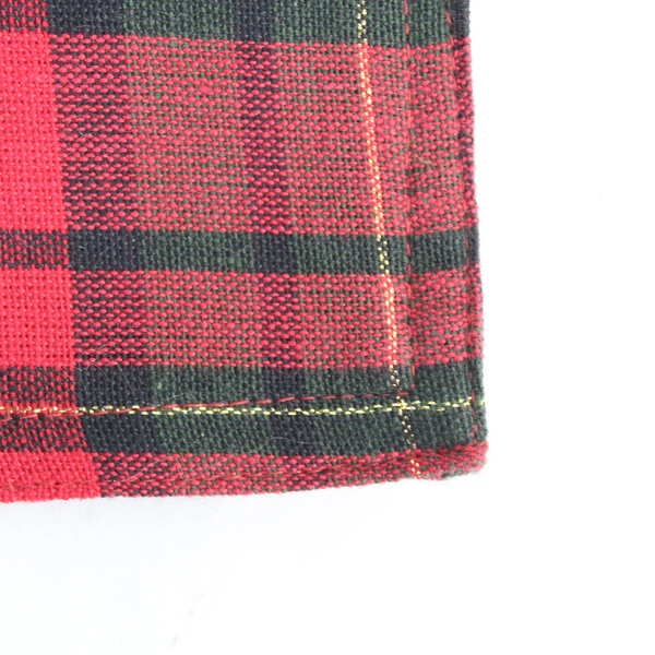 Christmas Table Runner & 2 Placemats Red Green Plaid Holiday Set - Pre-owned