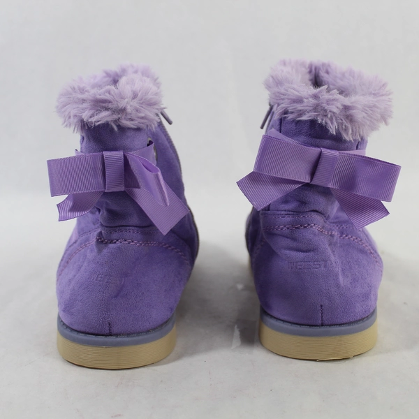 Weestep Girls' Size 3 Purple Boots with Zipper & Ribbon Accent - Pre-owned